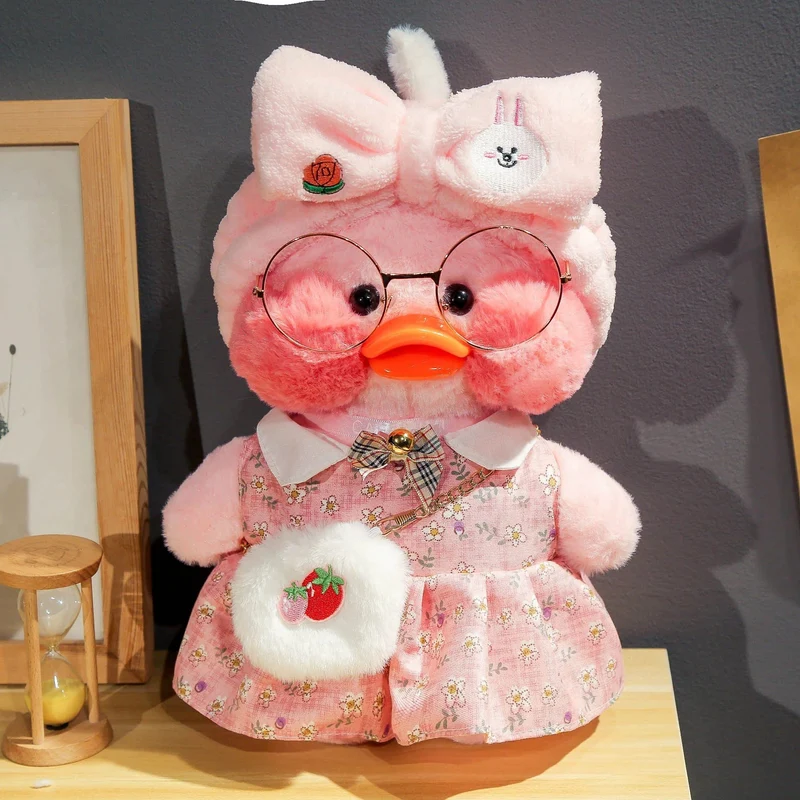 Neues Plüsch, süße Lalafanfan-Ente, Café-Ente, 30 cm, Puppe, Plüschtier, gefüllte weiche Puppe, Kawaii-Tierkissen, Geburtstagsgeschenk für Kinder