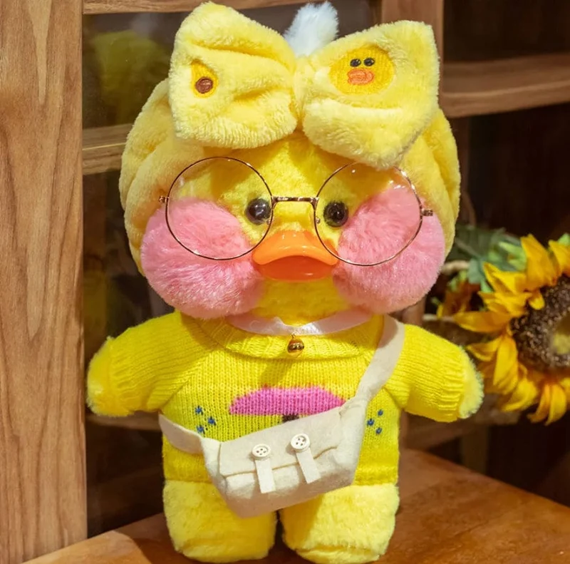 Neues Plüsch, süße Lalafanfan-Ente, Café-Ente, 30 cm, Puppe, Plüschtier, gefüllte weiche Puppe, Kawaii-Tierkissen, Geburtstagsgeschenk für Kinder