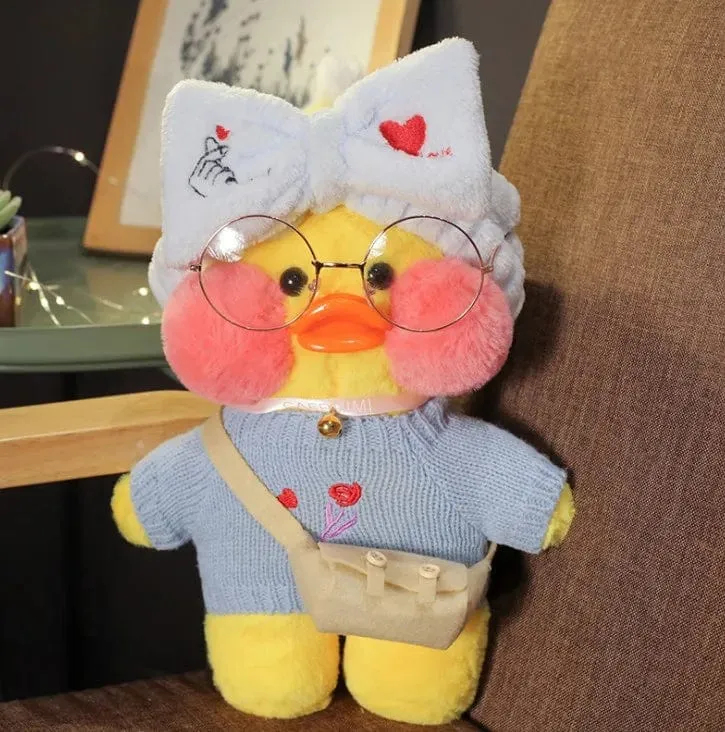 Neues Plüsch, süße Lalafanfan-Ente, Café-Ente, 30 cm, Puppe, Plüschtier, gefüllte weiche Puppe, Kawaii-Tierkissen, Geburtstagsgeschenk für Kinder