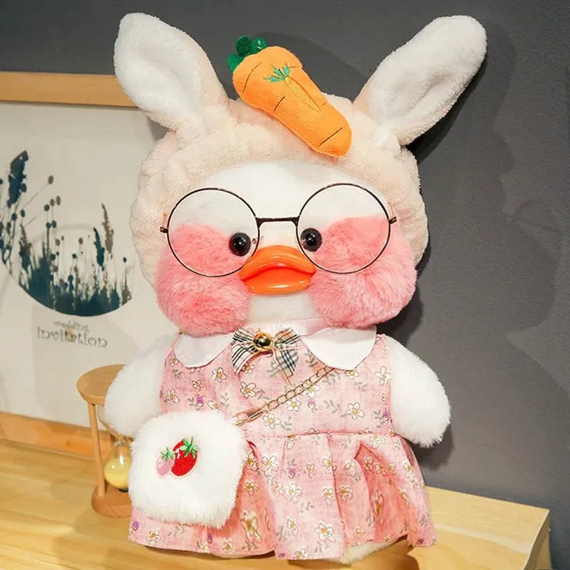 Neues Plüsch, süße Lalafanfan-Ente, Café-Ente, 30 cm, Puppe, Plüschtier, gefüllte weiche Puppe, Kawaii-Tierkissen, Geburtstagsgeschenk für Kinder