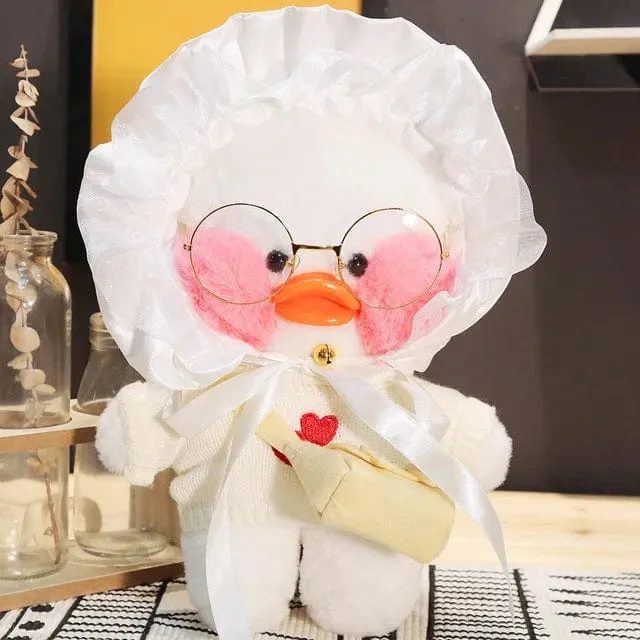 Neues Plüsch, süße Lalafanfan-Ente, Café-Ente, 30 cm, Puppe, Plüschtier, gefüllte weiche Puppe, Kawaii-Tierkissen, Geburtstagsgeschenk für Kinder
