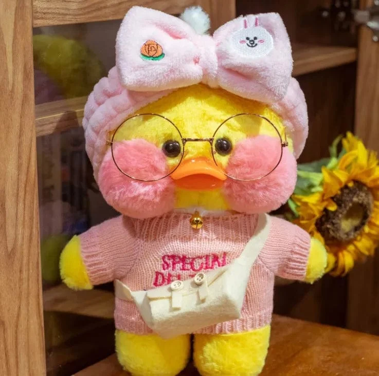 Neues Plüsch, süße Lalafanfan-Ente, Café-Ente, 30 cm, Puppe, Plüschtier, gefüllte weiche Puppe, Kawaii-Tierkissen, Geburtstagsgeschenk für Kinder