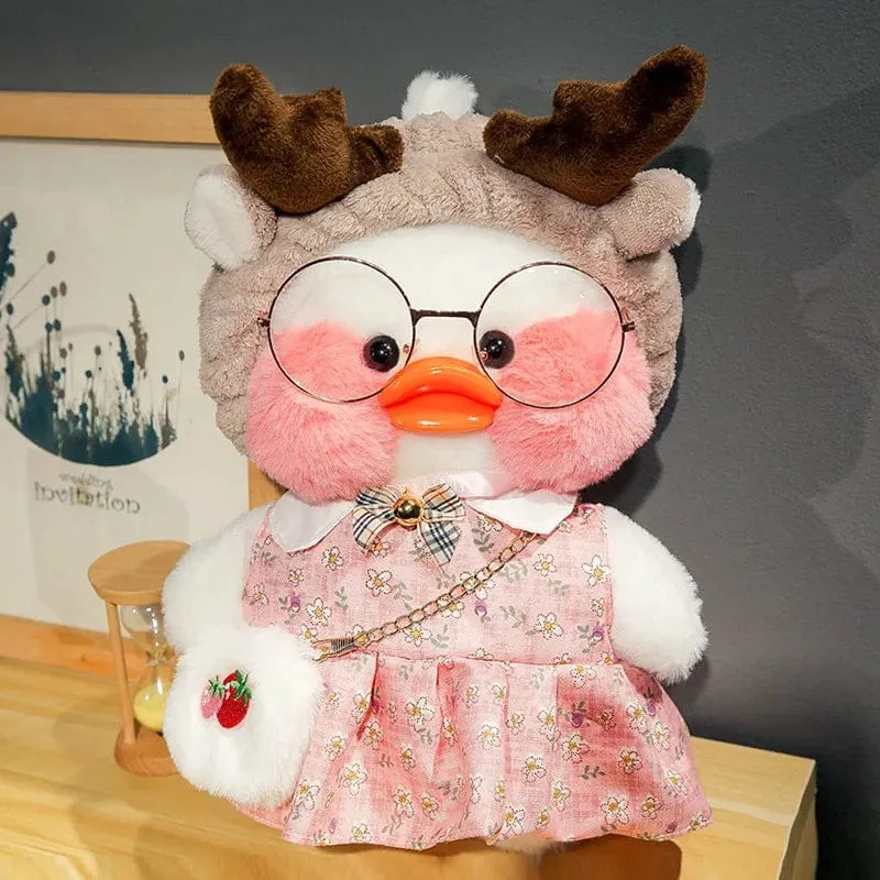 Neues Plüsch, süße Lalafanfan-Ente, Café-Ente, 30 cm, Puppe, Plüschtier, gefüllte weiche Puppe, Kawaii-Tierkissen, Geburtstagsgeschenk für Kinder