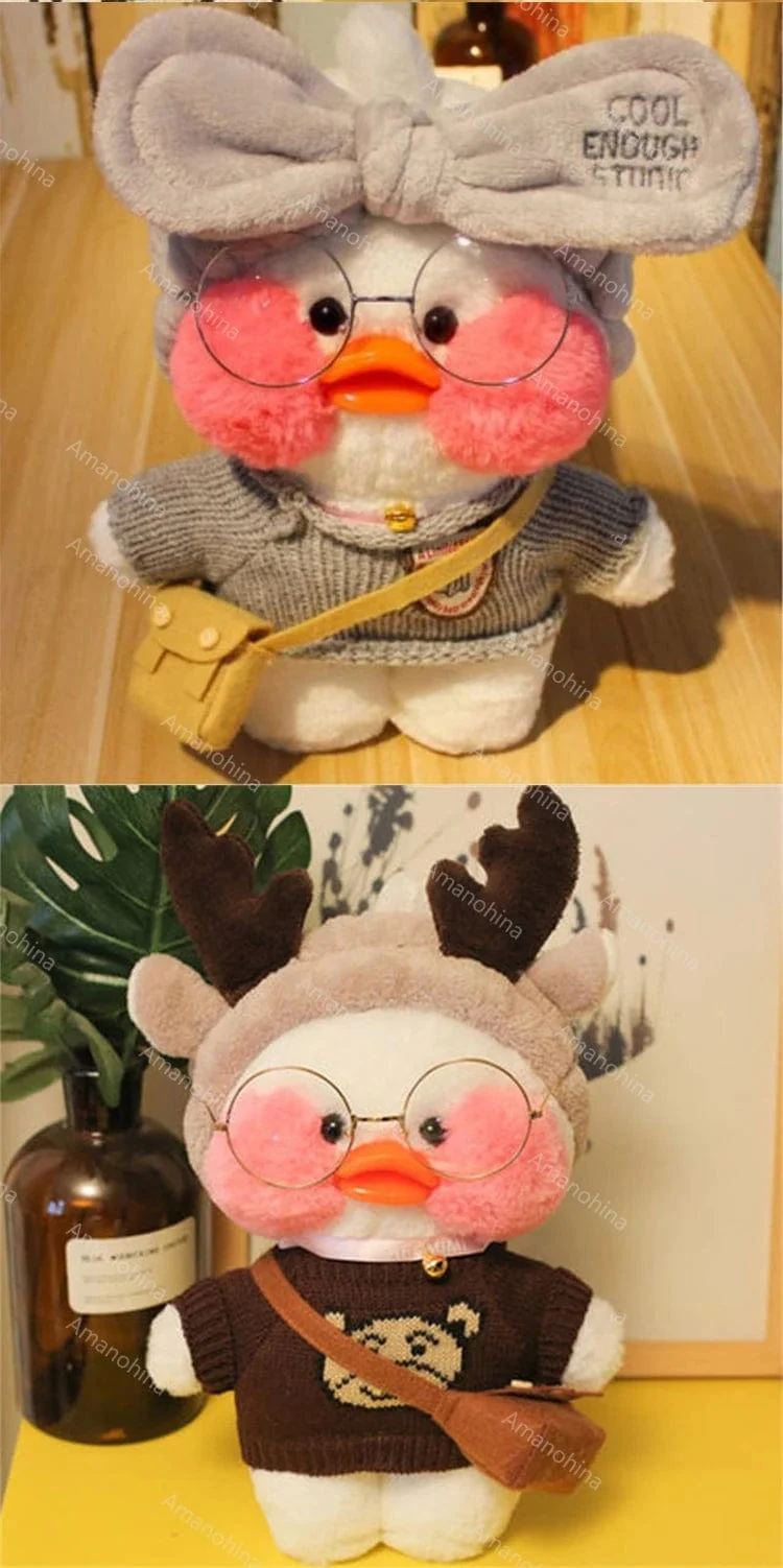 Neues Plüsch, süße Lalafanfan-Ente, Café-Ente, 30 cm, Puppe, Plüschtier, gefüllte weiche Puppe, Kawaii-Tierkissen, Geburtstagsgeschenk für Kinder