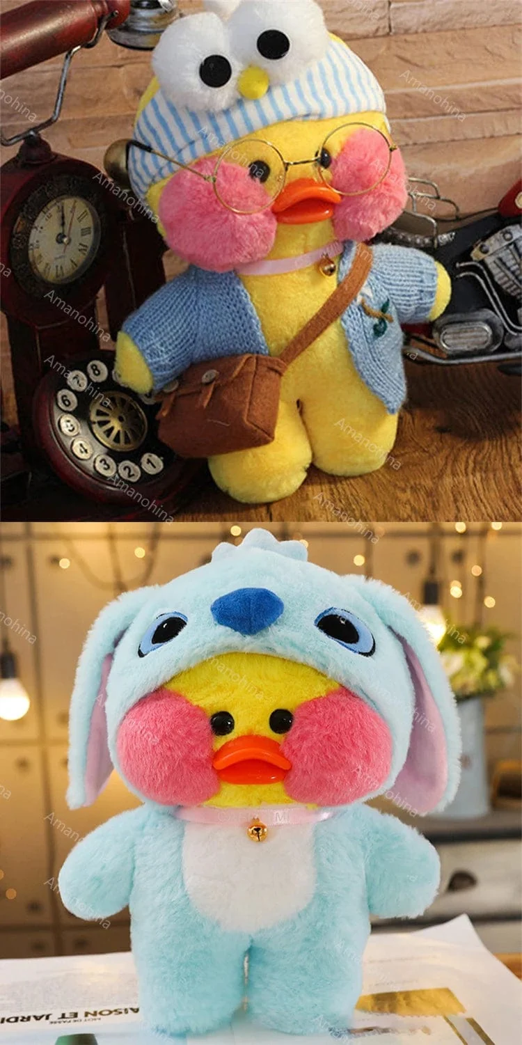 Neues Plüsch, süße Lalafanfan-Ente, Café-Ente, 30 cm, Puppe, Plüschtier, gefüllte weiche Puppe, Kawaii-Tierkissen, Geburtstagsgeschenk für Kinder