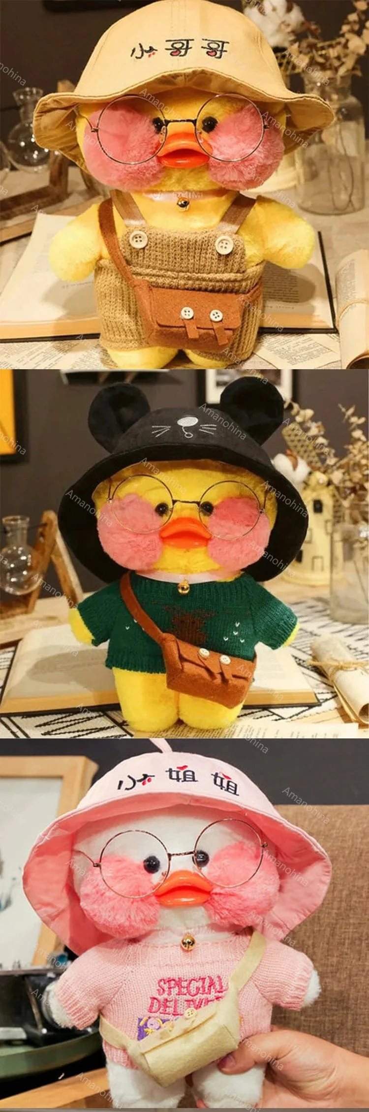 Neues Plüsch, süße Lalafanfan-Ente, Café-Ente, 30 cm, Puppe, Plüschtier, gefüllte weiche Puppe, Kawaii-Tierkissen, Geburtstagsgeschenk für Kinder