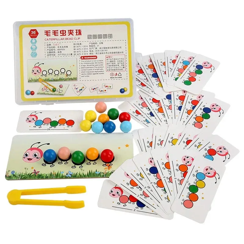 Holzclip-Perlenspiele Montessori-Spielzeug Farbabstimmung Pfarrlernset Feinmotoriktraining Lernspielzeug für Kinder