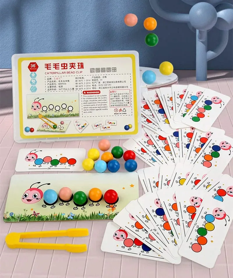 Holzclip-Perlenspiele Montessori-Spielzeug Farbabstimmung Pfarrlernset Feinmotoriktraining Lernspielzeug für Kinder