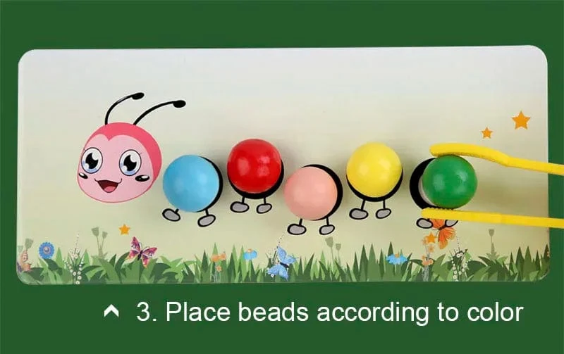 Holzclip-Perlenspiele Montessori-Spielzeug Farbabstimmung Pfarrlernset Feinmotoriktraining Lernspielzeug für Kinder