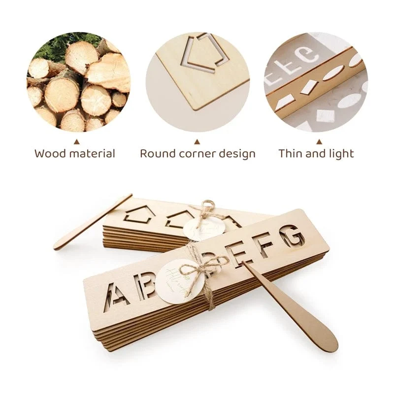 Kinder-Lernspielzeug aus Holz Montessori-Stift-Kontrolltafeln Lernen von Wort-Rechtschreibung, Buchstaben, Zahlen, Rillen, Erkenntnis, Schreibtafel