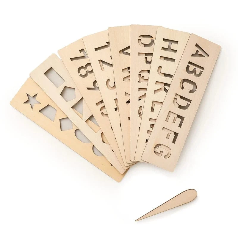 Kinder-Lernspielzeug aus Holz Montessori-Stift-Kontrolltafeln Lernen von Wort-Rechtschreibung, Buchstaben, Zahlen, Rillen, Erkenntnis, Schreibtafel