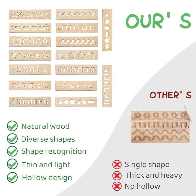Kinder-Lernspielzeug aus Holz Montessori-Stift-Kontrolltafeln Lernen von Wort-Rechtschreibung, Buchstaben, Zahlen, Rillen, Erkenntnis, Schreibtafel