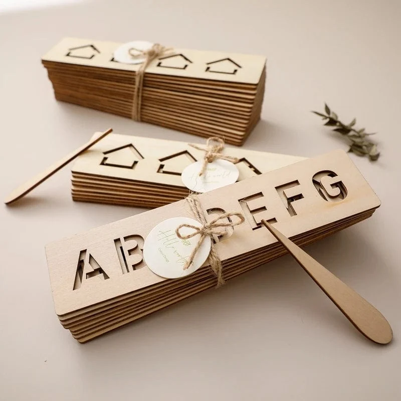 Kinder-Lernspielzeug aus Holz Montessori-Stift-Kontrolltafeln Lernen von Wort-Rechtschreibung, Buchstaben, Zahlen, Rillen, Erkenntnis, Schreibtafel