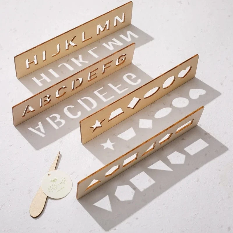 Kinder-Lernspielzeug aus Holz Montessori-Stift-Kontrolltafeln Lernen von Wort-Rechtschreibung, Buchstaben, Zahlen, Rillen, Erkenntnis, Schreibtafel