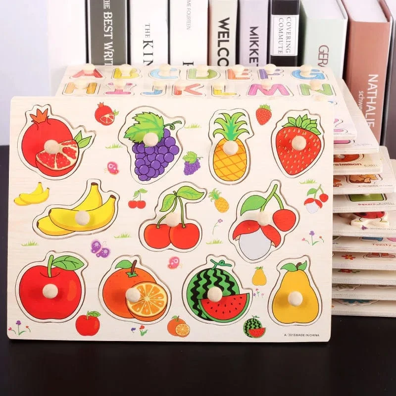 Kinder Holz Nagel Greifen Bord Puzzle Erkenntnis Obst Gemüse Transport Farbe Montessori Frühen Bildung Spielzeug TMZ
