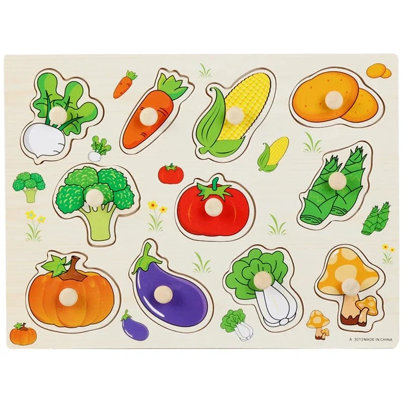 Kinder Holz Nagel Greifen Bord Puzzle Erkenntnis Obst Gemüse Transport Farbe Montessori Frühen Bildung Spielzeug TMZ