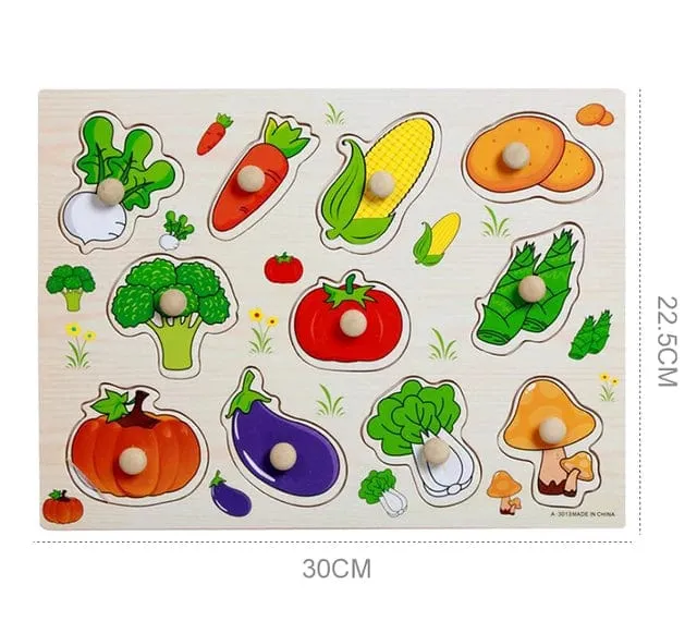 Kinder Holz Nagel Greifen Bord Puzzle Erkenntnis Obst Gemüse Transport Farbe Montessori Frühen Bildung Spielzeug TMZ