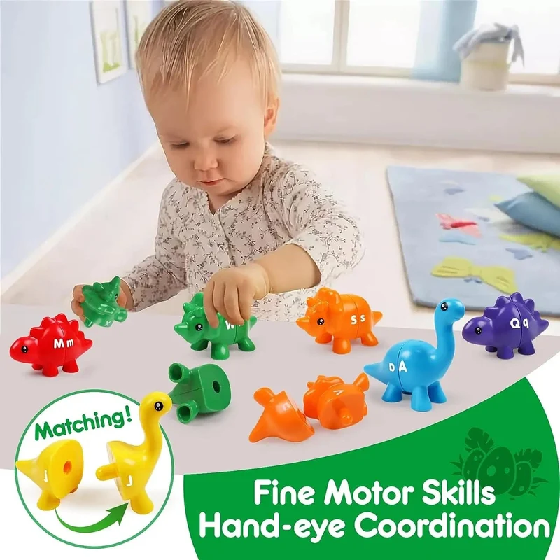 Passende Buchstaben Dinosaurier Spielzeug Doppelseitige ABC Buchstaben Montessori Vorschule Pädagogisches Feinmotorik Spielzeug Geschenk