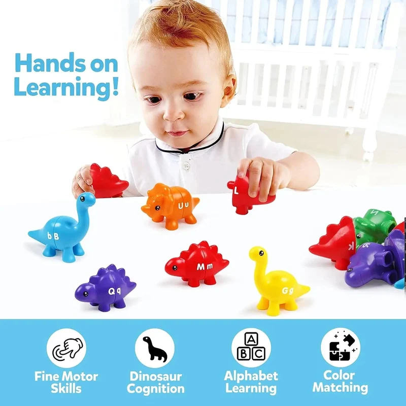 Passende Buchstaben Dinosaurier Spielzeug Doppelseitige ABC Buchstaben Montessori Vorschule Pädagogisches Feinmotorik Spielzeug Geschenk