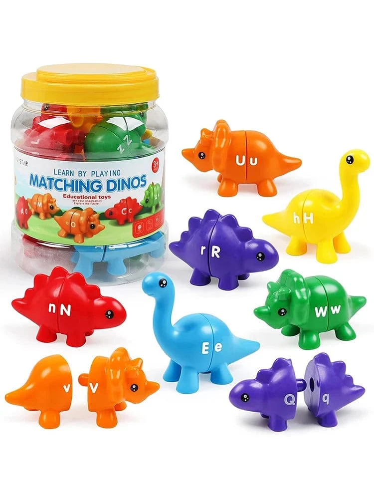 Passende Buchstaben Dinosaurier Spielzeug Doppelseitige ABC Buchstaben Montessori Vorschule Pädagogisches Feinmotorik Spielzeug Geschenk