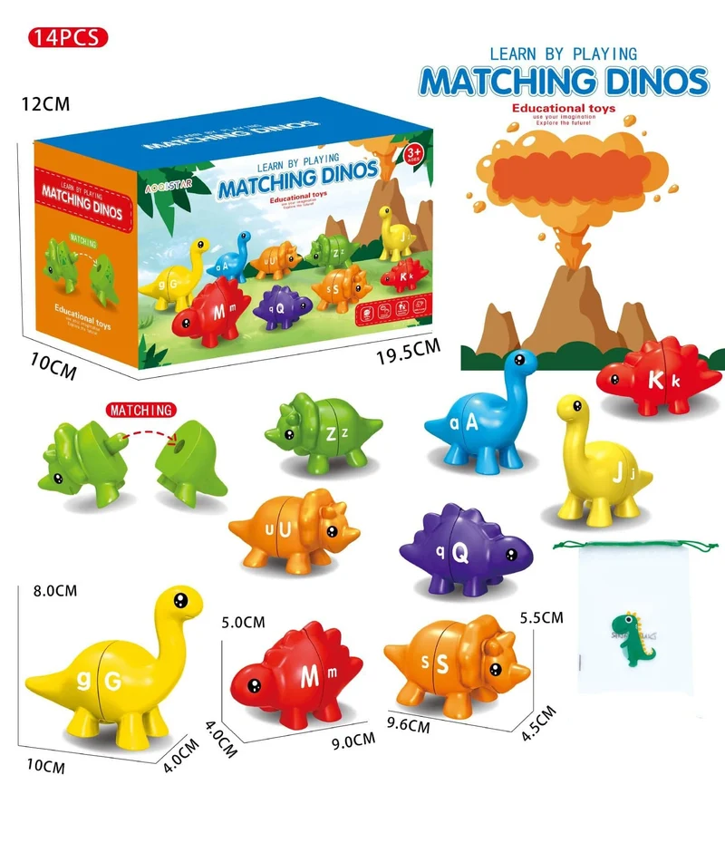 Passende Buchstaben Dinosaurier Spielzeug Doppelseitige ABC Buchstaben Montessori Vorschule Pädagogisches Feinmotorik Spielzeug Geschenk