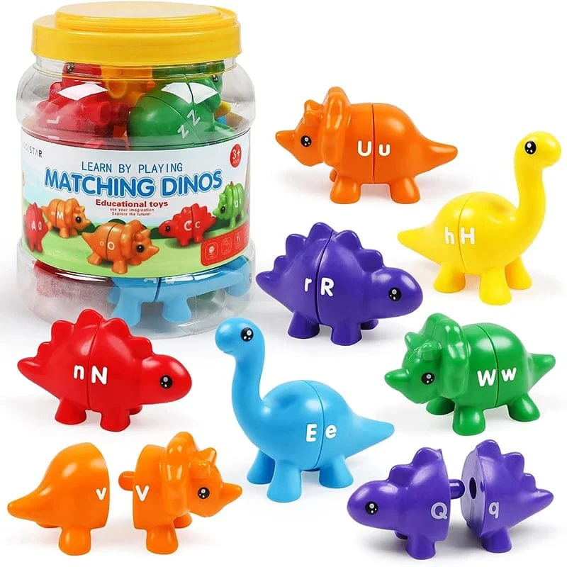 Passende Buchstaben Dinosaurier Spielzeug Doppelseitige ABC Buchstaben Montessori Vorschule Pädagogisches Feinmotorik Spielzeug Geschenk