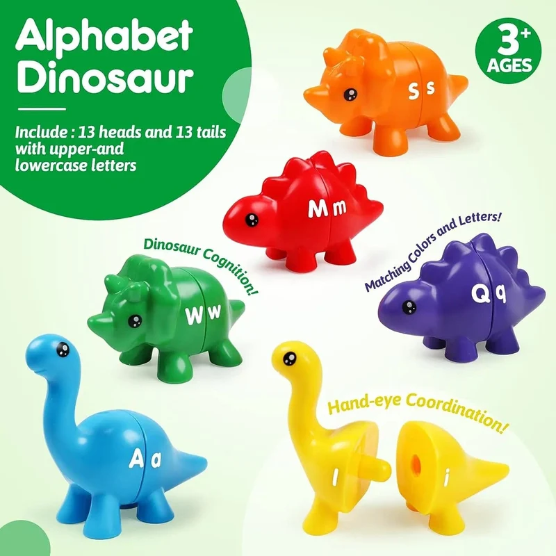 Passende Buchstaben Dinosaurier Spielzeug Doppelseitige ABC Buchstaben Montessori Vorschule Pädagogisches Feinmotorik Spielzeug Geschenk