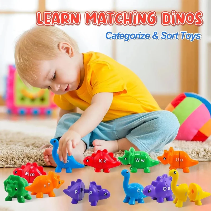 Passende Buchstaben Dinosaurier Spielzeug Doppelseitige ABC Buchstaben Montessori Vorschule Pädagogisches Feinmotorik Spielzeug Geschenk