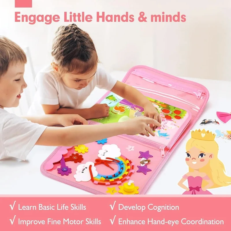 Montessori-Spielzeug für Kleinkinder, Lern- und Lernaktivitäten, Reisespielzeug, Dinosaurier, Ankleiden, sensorischer Rucksack für das Leben