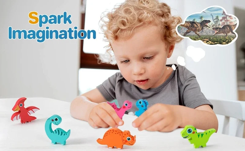 Holzpuzzle-Spielzeug mit Dinosauriern, Montessori-Steckpuzzle-Spiel für Kinder und Kleinkinder, 3D-Holz, frühes Lernen, Lernspielzeug für Geschenke