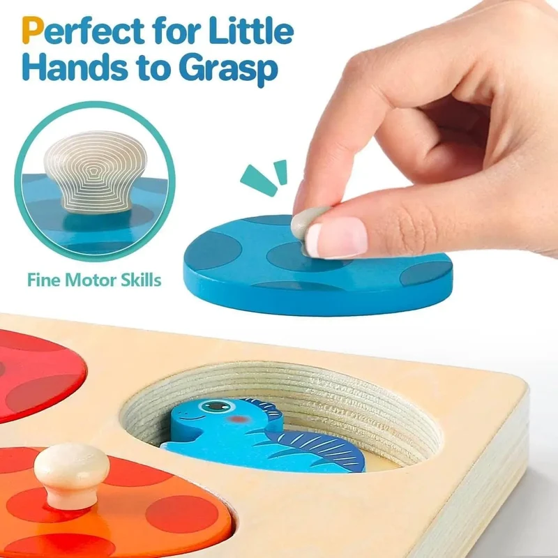 Holzpuzzle-Spielzeug mit Dinosauriern, Montessori-Steckpuzzle-Spiel für Kinder und Kleinkinder, 3D-Holz, frühes Lernen, Lernspielzeug für Geschenke