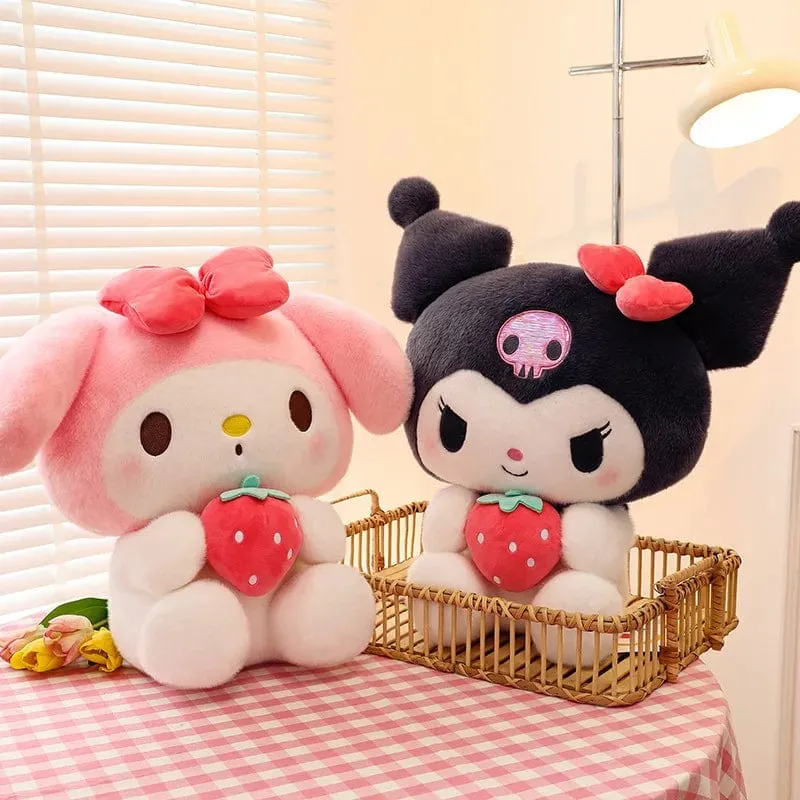 Sanrio Erdbeere Kuromi Puppe Plüschtier Melodie Erdbeere Cinnamoroll Puppen Kinder Schlafen Kindergeburtstag Spielzeug Geschenke