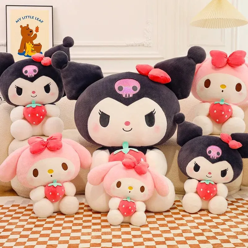 Sanrio Erdbeere Kuromi Puppe Plüschtier Melodie Erdbeere Cinnamoroll Puppen Kinder Schlafen Kindergeburtstag Spielzeug Geschenke