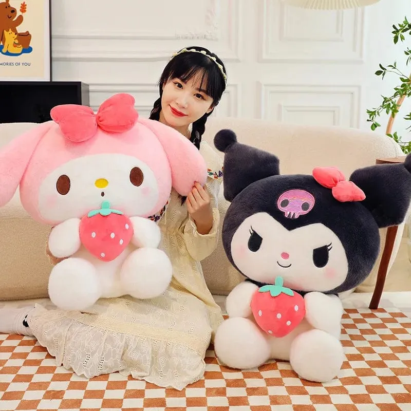 Sanrio Erdbeere Kuromi Puppe Plüschtier Melodie Erdbeere Cinnamoroll Puppen Kinder Schlafen Kindergeburtstag Spielzeug Geschenke