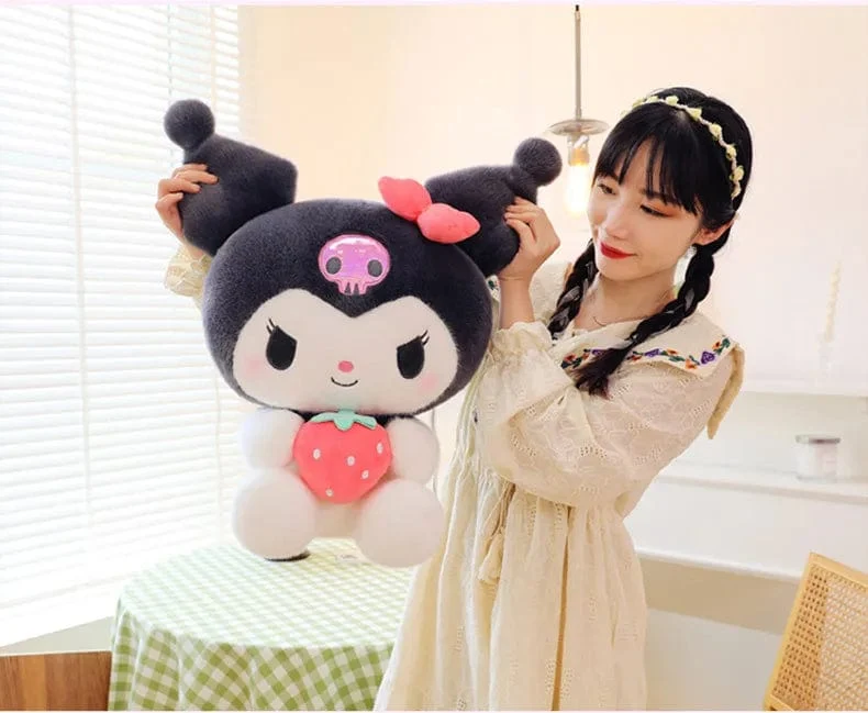 Sanrio Erdbeere Kuromi Puppe Plüschtier Melodie Erdbeere Cinnamoroll Puppen Kinder Schlafen Kindergeburtstag Spielzeug Geschenke