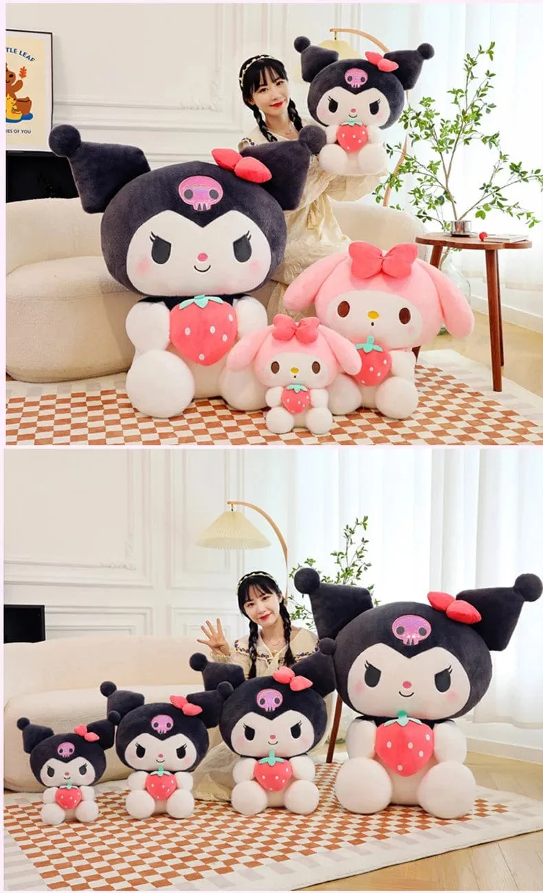 Sanrio Erdbeere Kuromi Puppe Plüschtier Melodie Erdbeere Cinnamoroll Puppen Kinder Schlafen Kindergeburtstag Spielzeug Geschenke