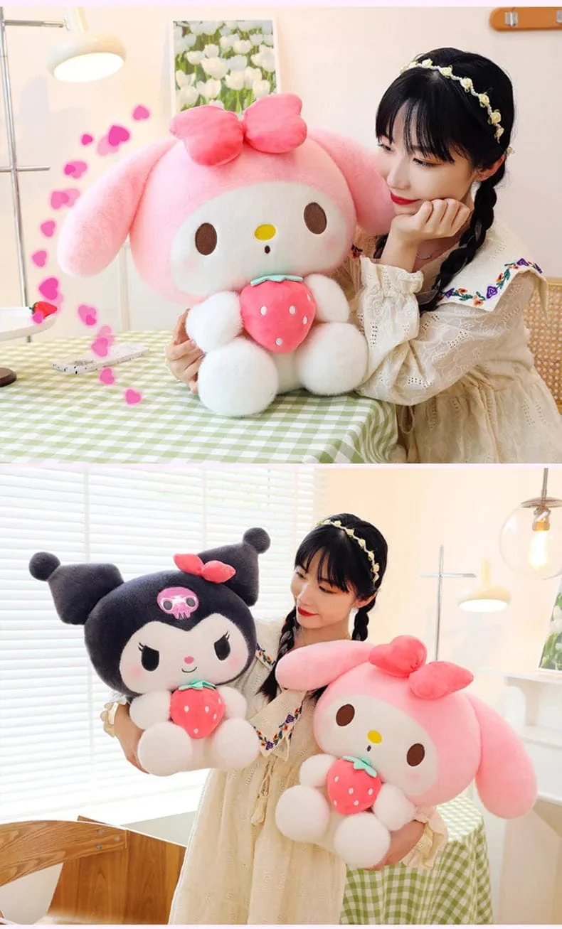 Sanrio Erdbeere Kuromi Puppe Plüschtier Melodie Erdbeere Cinnamoroll Puppen Kinder Schlafen Kindergeburtstag Spielzeug Geschenke