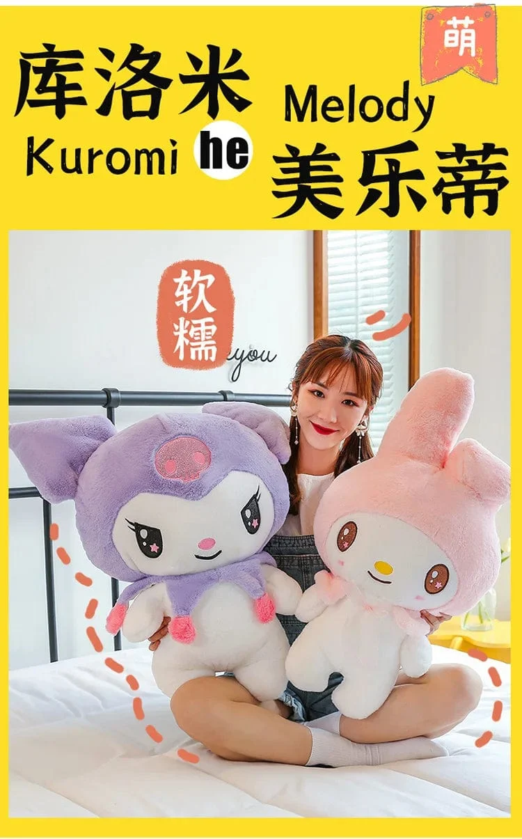 Kawaii Sanrio Plüschtiere 25 cm Kuromi My Melody Plüschtiere Puppen Süße Sanrio Merch Cartoon Anime Gefüllte Plüschtiere Geburtstagsgeschenke