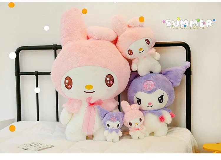 Kawaii Sanrio Plüschtiere 25 cm Kuromi My Melody Plüschtiere Puppen Süße Sanrio Merch Cartoon Anime Gefüllte Plüschtiere Geburtstagsgeschenke