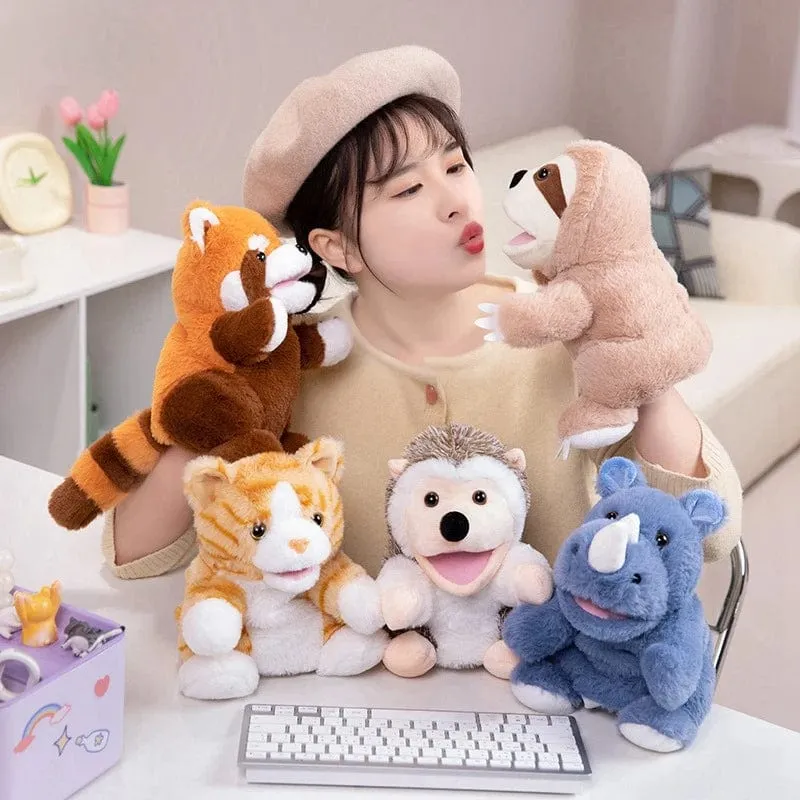 30 Arten gefüllte Plüschtiere Spielzeug Hand Finger Story Puppe süße Puppen pädagogische Babys Ente Lamm Kuh Hund Pferd Kinder Geschenk