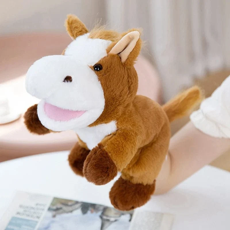 30 Arten gefüllte Plüschtiere Spielzeug Hand Finger Story Puppe süße Puppen pädagogische Babys Ente Lamm Kuh Hund Pferd Kinder Geschenk