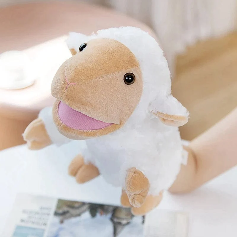 30 Arten gefüllte Plüschtiere Spielzeug Hand Finger Story Puppe süße Puppen pädagogische Babys Ente Lamm Kuh Hund Pferd Kinder Geschenk