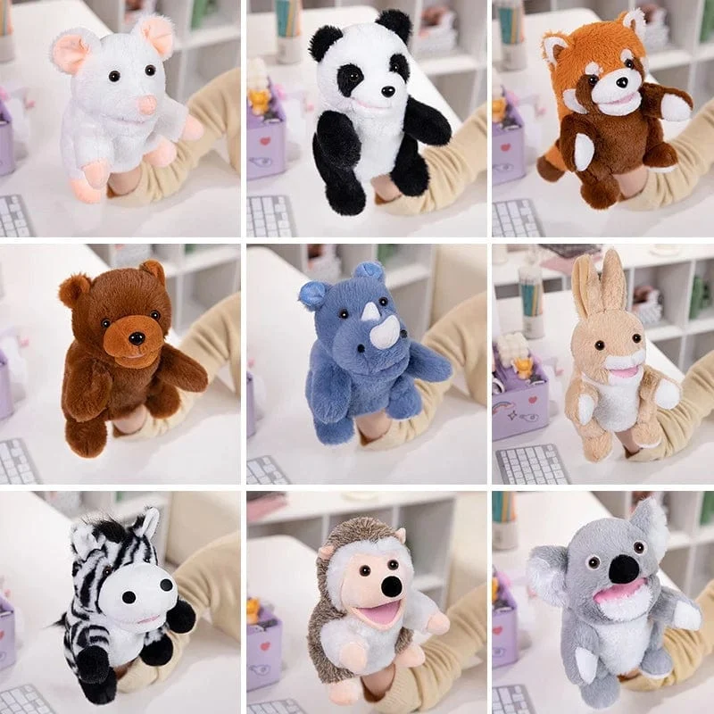 30 Arten gefüllte Plüschtiere Spielzeug Hand Finger Story Puppe süße Puppen pädagogische Babys Ente Lamm Kuh Hund Pferd Kinder Geschenk