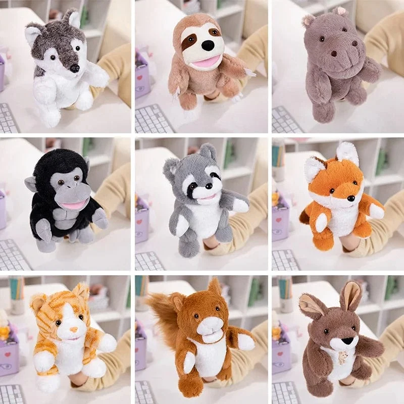 30 Arten gefüllte Plüschtiere Spielzeug Hand Finger Story Puppe süße Puppen pädagogische Babys Ente Lamm Kuh Hund Pferd Kinder Geschenk