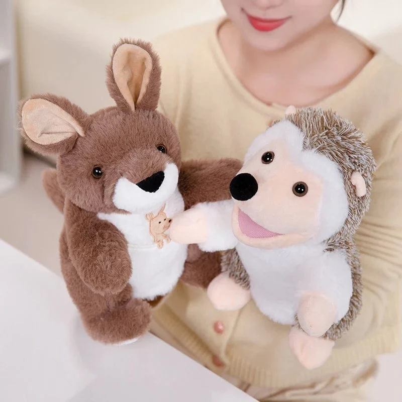 30 Arten gefüllte Plüschtiere Spielzeug Hand Finger Story Puppe süße Puppen pädagogische Babys Ente Lamm Kuh Hund Pferd Kinder Geschenk