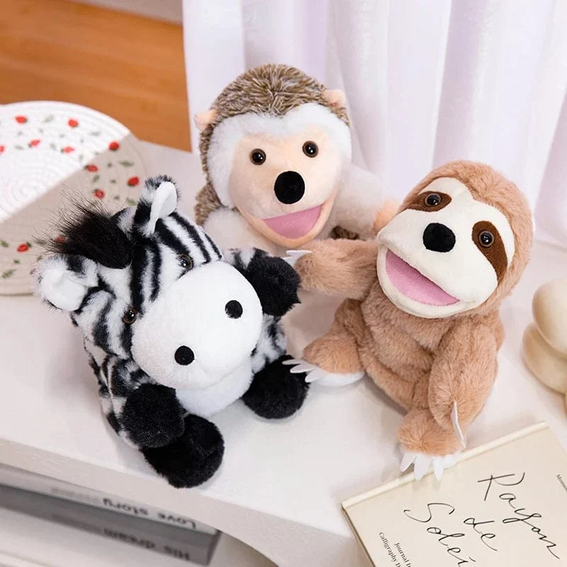 30 Arten gefüllte Plüschtiere Spielzeug Hand Finger Story Puppe süße Puppen pädagogische Babys Ente Lamm Kuh Hund Pferd Kinder Geschenk