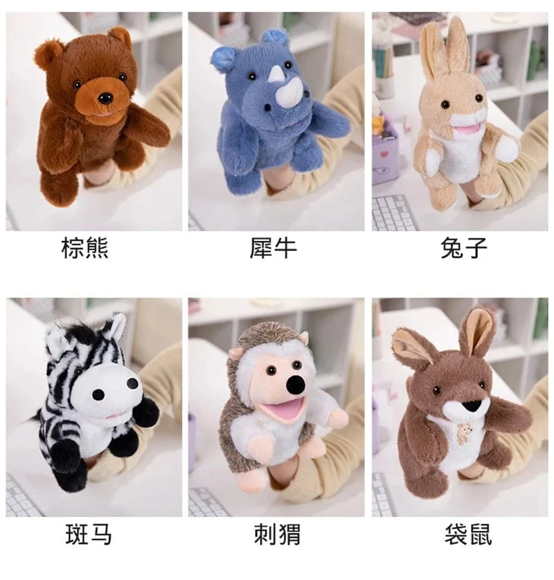 30 Arten gefüllte Plüschtiere Spielzeug Hand Finger Story Puppe süße Puppen pädagogische Babys Ente Lamm Kuh Hund Pferd Kinder Geschenk
