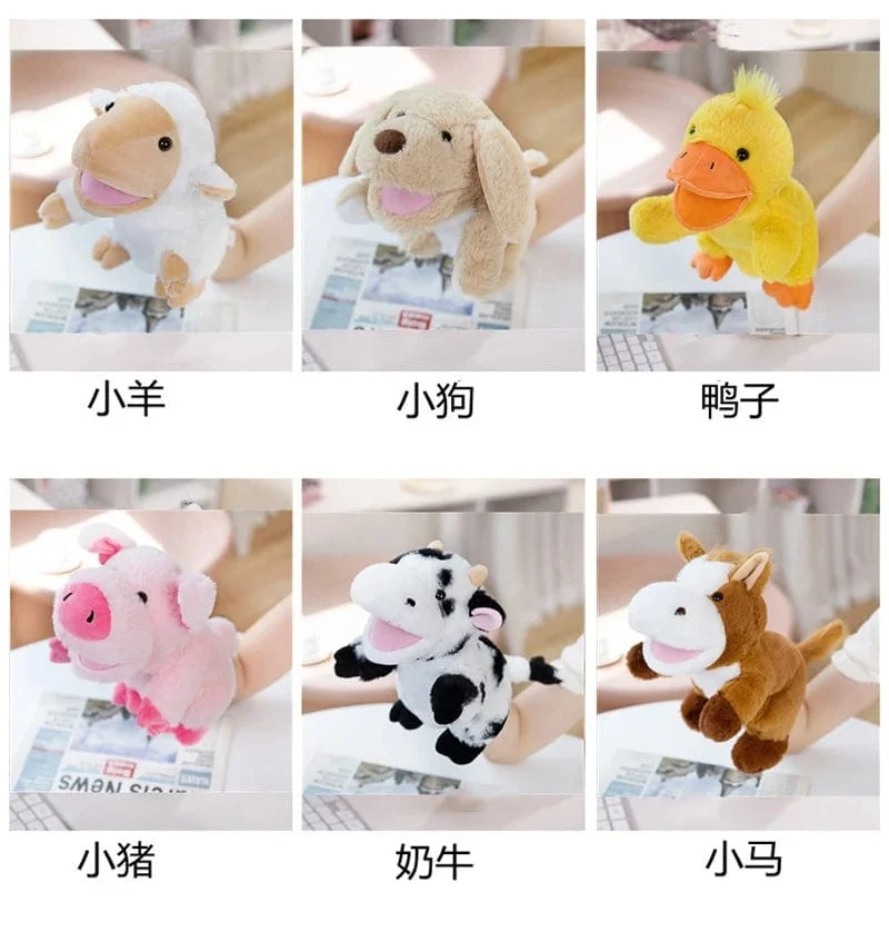 30 Arten gefüllte Plüschtiere Spielzeug Hand Finger Story Puppe süße Puppen pädagogische Babys Ente Lamm Kuh Hund Pferd Kinder Geschenk