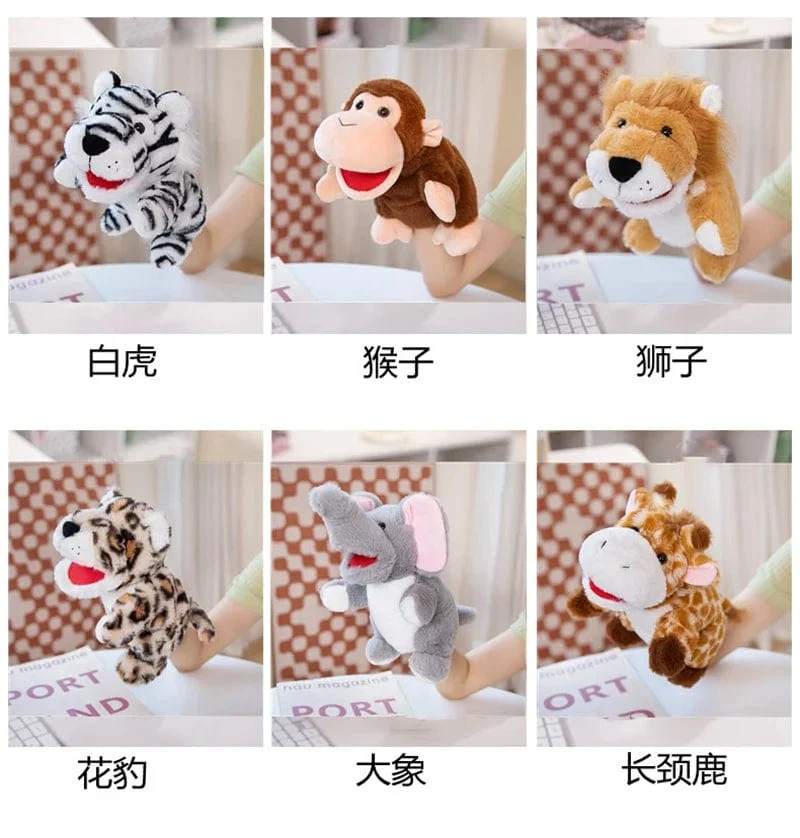 30 Arten gefüllte Plüschtiere Spielzeug Hand Finger Story Puppe süße Puppen pädagogische Babys Ente Lamm Kuh Hund Pferd Kinder Geschenk
