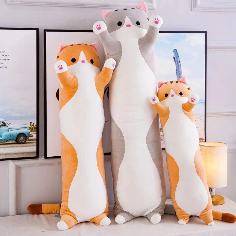 50/70/90/110/130cm Süßes weiches langes Katzenkissen Gefülltes Plüschspielzeug Büro Nickerchen Kissen Wohnkomfort Kissen Dekor Geschenk Puppe Kind